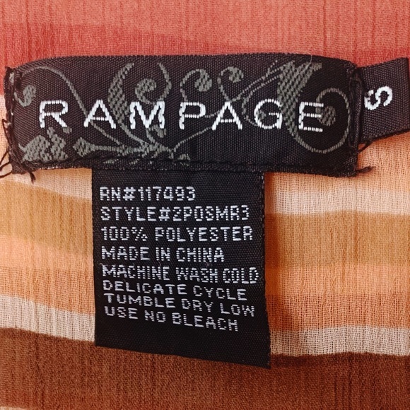 3/15 💚 Rampage | Floral & Striped Pattern Chiffon V-Neck Tunic - Picture 9 of 9